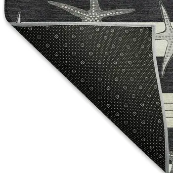 8' X 10' Midnight And Ivory Geometric Washable Area Rug With UV Protection