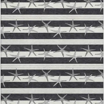 8' X 10' Midnight And Ivory Geometric Washable Area Rug With UV Protection