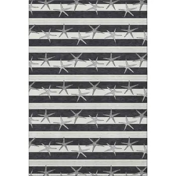 9' X 12' Midnight And Ivory Geometric Washable Area Rug With UV Protection
