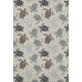 3' X 5' Sand Ivory And Gray Geometric Washable Area Rug With UV Protection