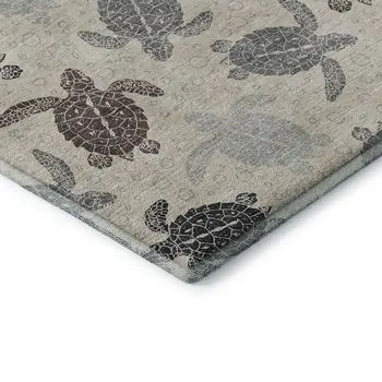 3' X 5' Sand Ivory And Gray Geometric Washable Area Rug With UV Protection