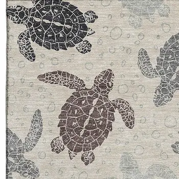 3' X 5' Sand Ivory And Gray Geometric Washable Area Rug With UV Protection