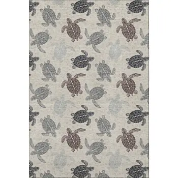 3' X 5' Sand Ivory And Gray Geometric Washable Area Rug With UV Protection