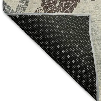 8' X 10' Sand Ivory And Gray Geometric Washable Area Rug With UV Protection