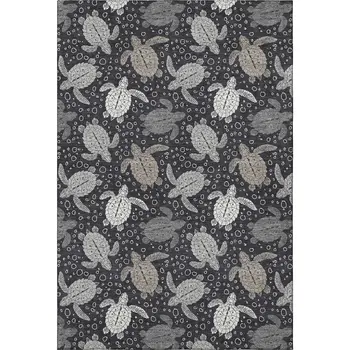8' X 10' Midnight Ivory And Gray Geometric Washable Area Rug With UV Protection
