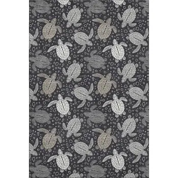9' X 12' Midnight Ivory And Gray Geometric Washable Area Rug With UV Protection
