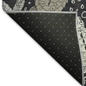 10' X 14' Midnight Ivory And Gray Geometric Washable Area Rug With UV Protection