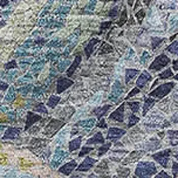 9' X 12' Slate Gray Moss Green And Ivory Geometric Washable Area Rug With UV Protection