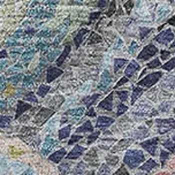 10' X 14' Slate Gray Moss Green And Ivory Geometric Washable Area Rug With UV Protection