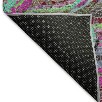 8' X 10' Raspberry Green And Ivory Geometric Washable Area Rug With UV Protection