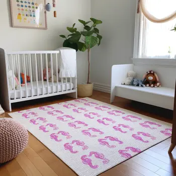 3' X 5' Pink And Silver Geometric Washable Area Rug With UV Protection