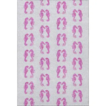 5' X 8' Pink And Silver Geometric Washable Area Rug With UV Protection