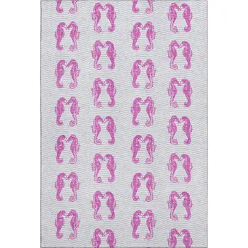 9' X 12' Pink And Silver Geometric Washable Area Rug With UV Protection