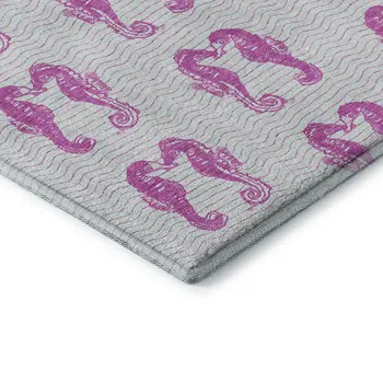 9' X 12' Pink And Silver Geometric Washable Area Rug With UV Protection
