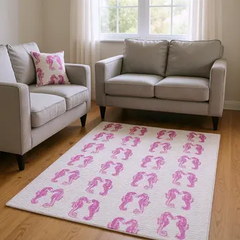 10' X 14' Pink And Silver Geometric Washable Area Rug With UV Protection