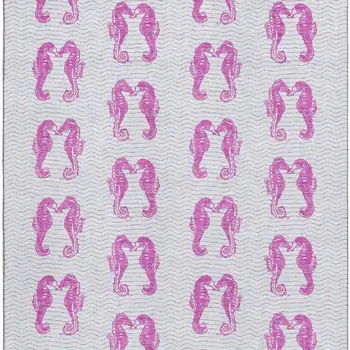 10' X 14' Pink And Silver Geometric Washable Area Rug With UV Protection