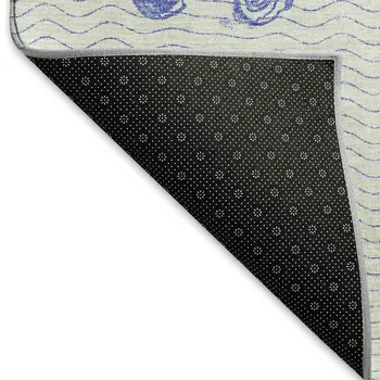 5' X 8' Blue And Ivory Geometric Washable Area Rug With UV Protection