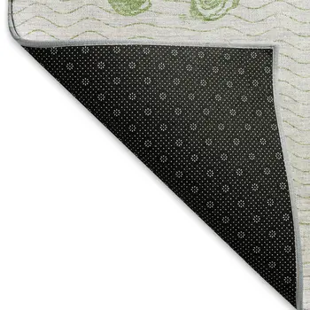10' X 14' Green And Ivory Geometric Washable Area Rug With UV Protection