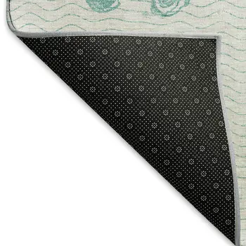 8' X 10' Aqua And Ivory Geometric Washable Area Rug With UV Protection