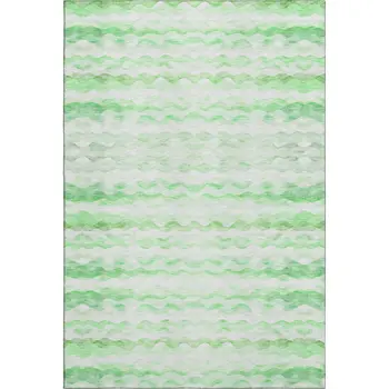 3' X 5' Green And Ivory Geometric Washable Area Rug With UV Protection