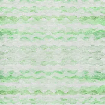 3' X 5' Green And Ivory Geometric Washable Area Rug With UV Protection