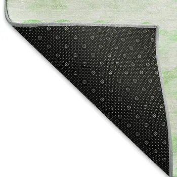 5' X 8' Green And Ivory Geometric Washable Area Rug With UV Protection