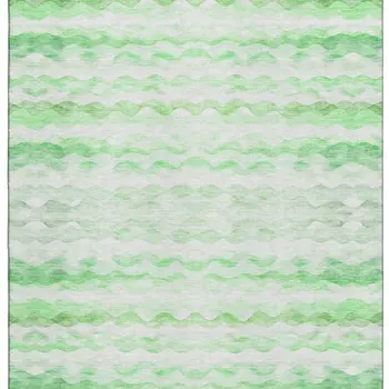 10' X 14' Green And Ivory Geometric Washable Area Rug With UV Protection