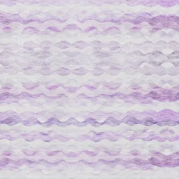 3' X 5' Purple And Ivory Geometric Washable Area Rug With UV Protection