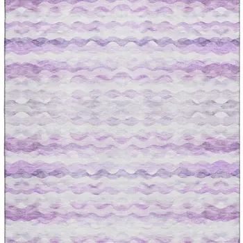 3' X 5' Purple And Ivory Geometric Washable Area Rug With UV Protection