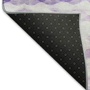 5' X 8' Purple And Ivory Geometric Washable Area Rug With UV Protection