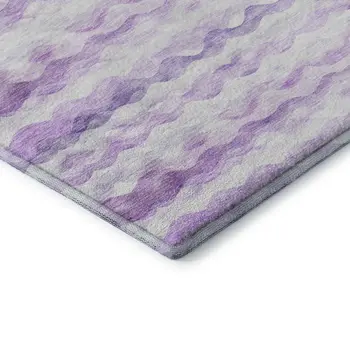 5' X 8' Purple And Ivory Geometric Washable Area Rug With UV Protection