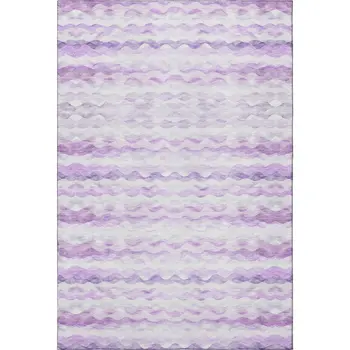 10' X 14' Purple And Ivory Geometric Washable Area Rug With UV Protection