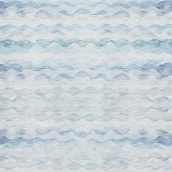 3' X 5' Blue And Ivory Geometric Washable Area Rug With UV Protection