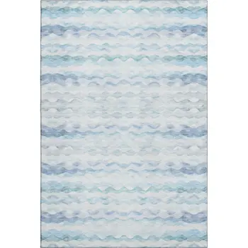 8' X 10' Blue And Ivory Geometric Washable Area Rug With UV Protection