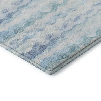 8' X 10' Blue And Ivory Geometric Washable Area Rug With UV Protection