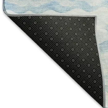9' X 12' Blue And Ivory Geometric Washable Area Rug With UV Protection