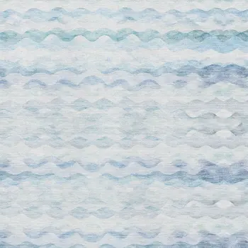 10' X 14' Blue And Ivory Geometric Washable Area Rug With UV Protection