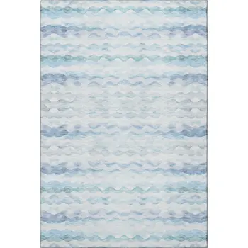 10' X 14' Blue And Ivory Geometric Washable Area Rug With UV Protection