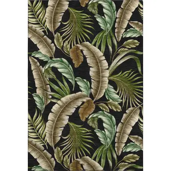 3' X 5' Midnight Green And Brown Geometric Washable Area Rug With UV Protection