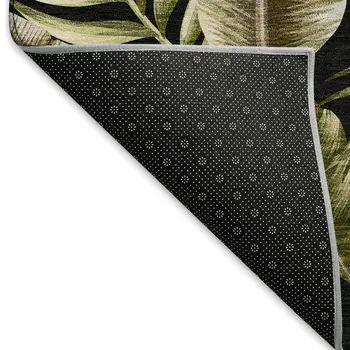 3' X 5' Midnight Green And Brown Geometric Washable Area Rug With UV Protection