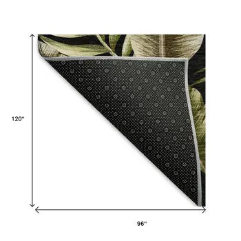 8' X 10' Midnight Green And Brown Geometric Washable Area Rug With UV Protection