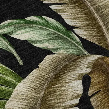 9' X 12' Midnight Green And Brown Geometric Washable Area Rug With UV Protection