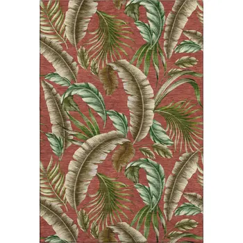 3' X 5' Cinnamon Green And Brown Geometric Washable Area Rug With UV Protection