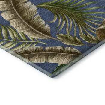 3' X 5' Blue Green And Brown Geometric Washable Area Rug With UV Protection