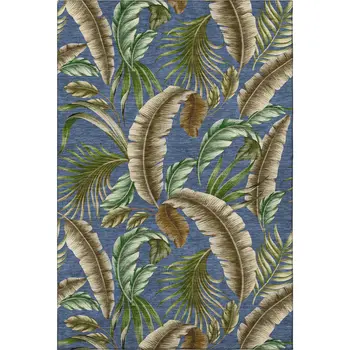 5' X 8' Blue Green And Brown Geometric Washable Area Rug With UV Protection