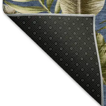 10' X 14' Blue Green And Brown Geometric Washable Area Rug With UV Protection