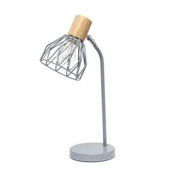 18" Gray Iron Table Lamp With Gray Globe Shade