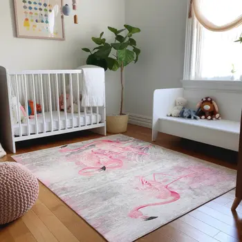 3' X 5' Pink Charcoal And Ivory Geometric Washable Area Rug With UV Protection