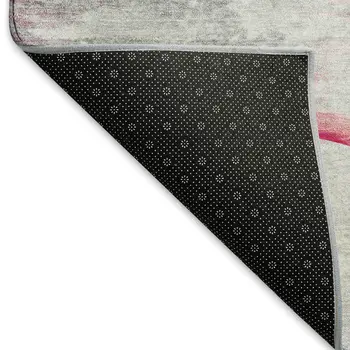 3' X 5' Pink Charcoal And Ivory Geometric Washable Area Rug With UV Protection