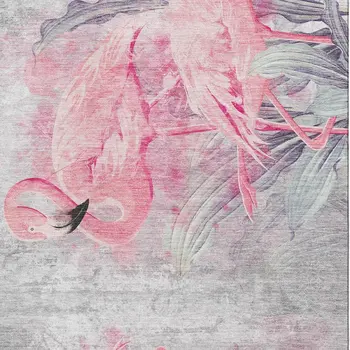 9' X 12' Pink Charcoal And Ivory Geometric Washable Area Rug With UV Protection